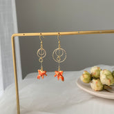 Goldfish and Bubble Dangle Earrings - fish earrings - Unique Dangle